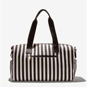 Alice + Olivia Duffle Bag Black and White Positano Stripe Weekender Tote